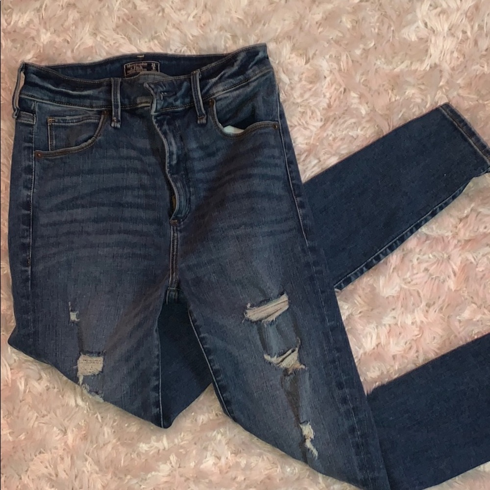 abercrombie high rise ripped jeans